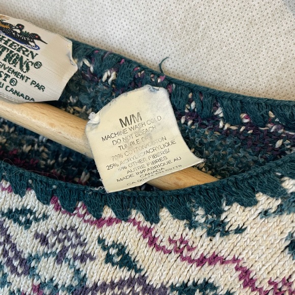 Rare Vintage 80s Northern Reflection Cream Patterned Sweater Size Medium - Picture 7 of 10